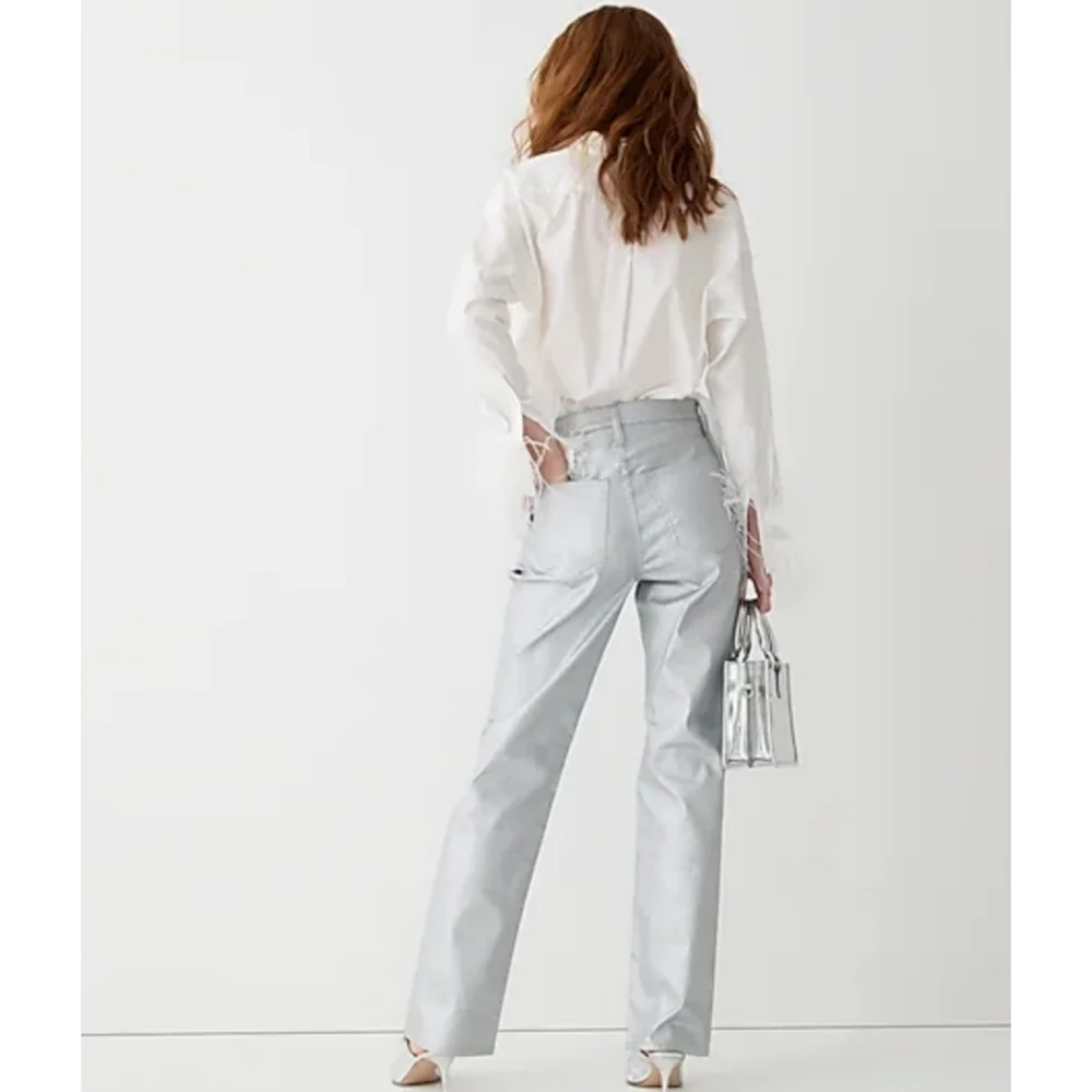 31. J.Crew Slim demi-boot jean in coated silver